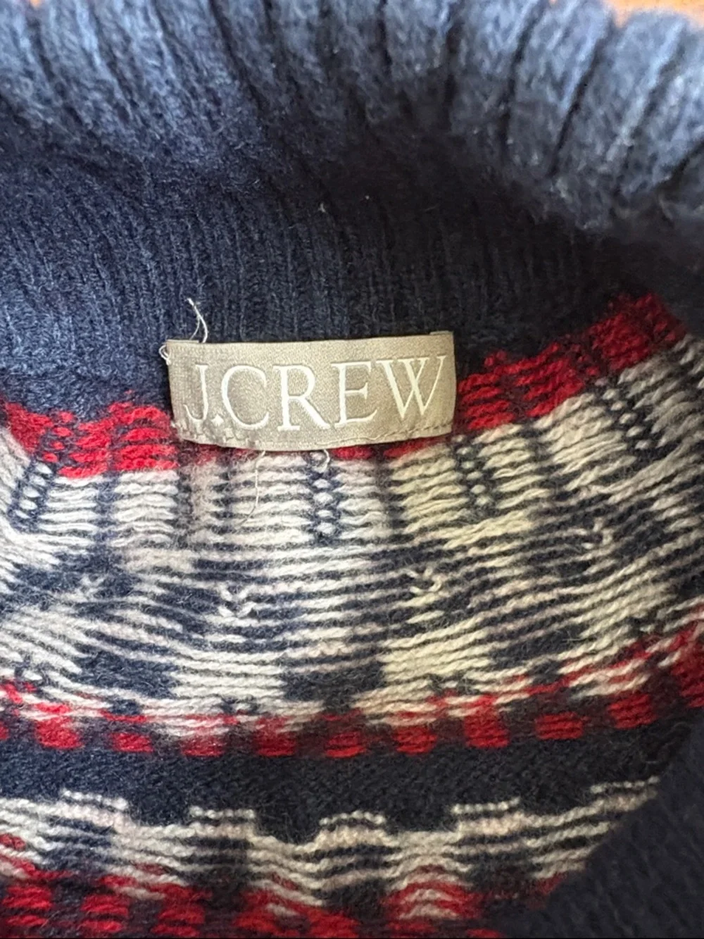 J Crew Navy Fair Isle Mockneck Sweater Size Medium BM179